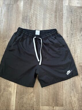 Nike Black Athletic Swim Shorts with White Drawstring